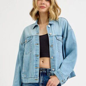 ✨NWT RISEN Washed Dropped Shoulder Denim Jacket